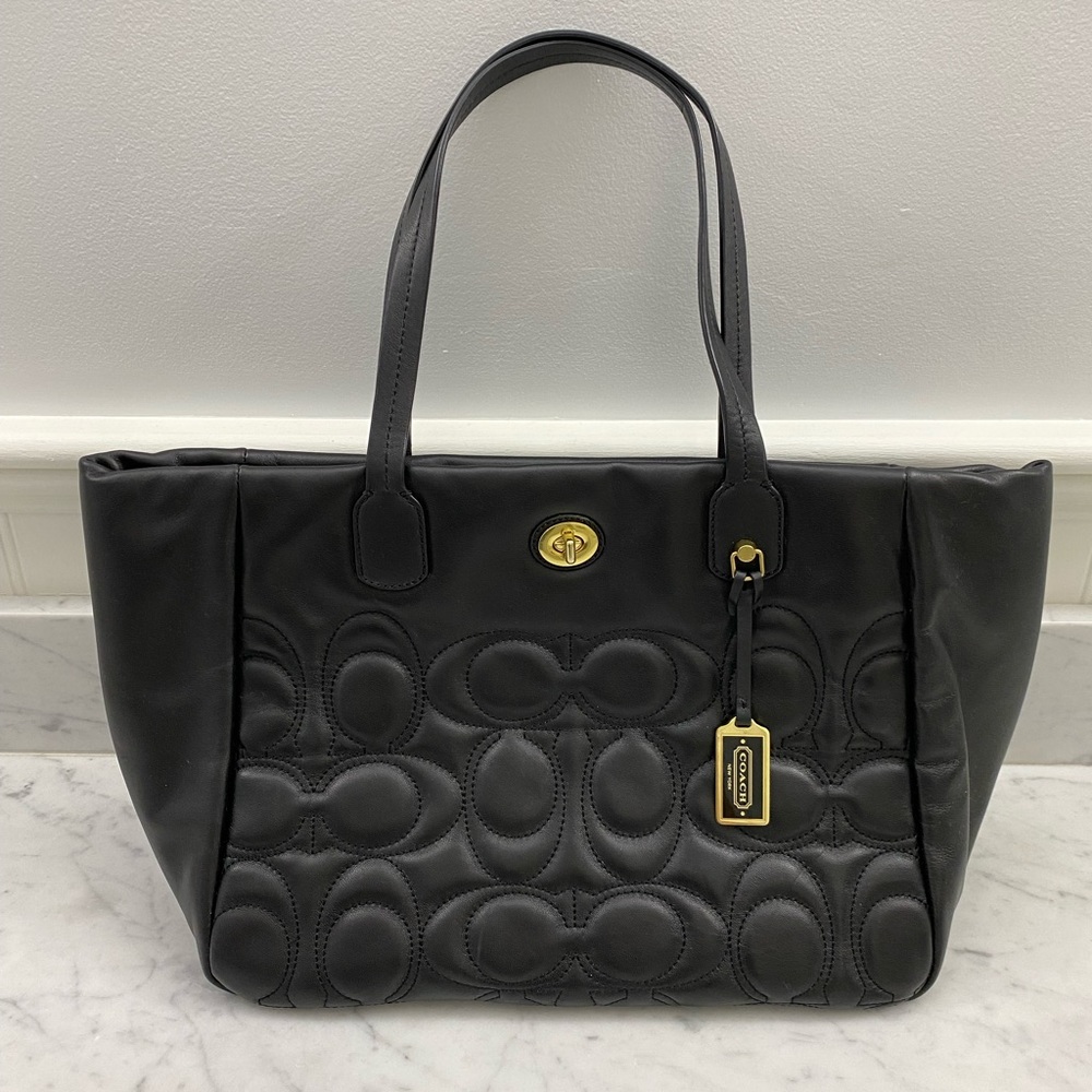 COACH Gorgeous Black Leather Tote NWOT Gorgeous Puffy C’s Authentic!